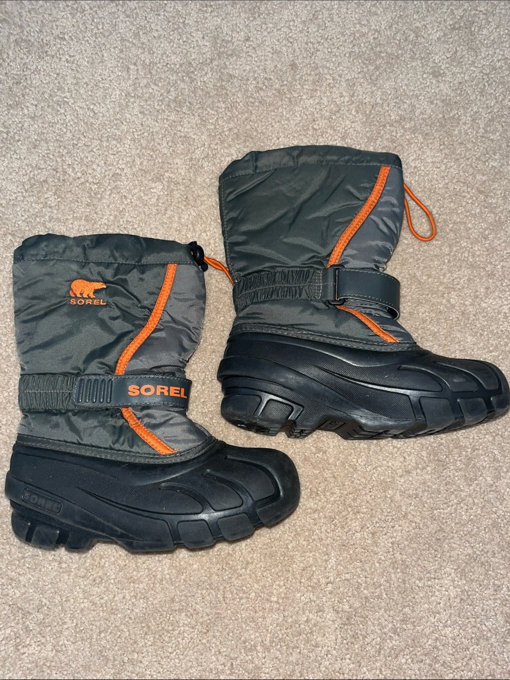 Sorel Kids Black and Orange Rain & Snow Boots - Picture 2 of 7